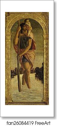 Free art print of St. Christopher (Panel of St. Vincent Ferrar Polyptych) by Giovanni Bellini