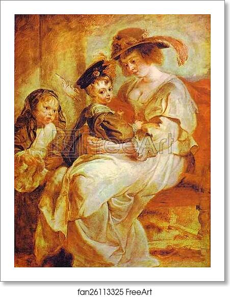 Free art print of Helene Fourment with Her Children by Peter Paul Rubens