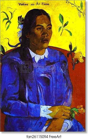 Free art print of Vahine no te tiare (Woman with a Flower) by Paul Gauguin