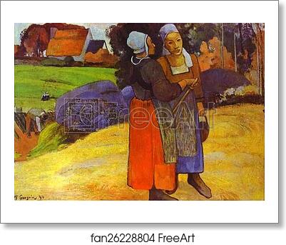 Free art print of Two Breton Women on the Road by Paul Gauguin