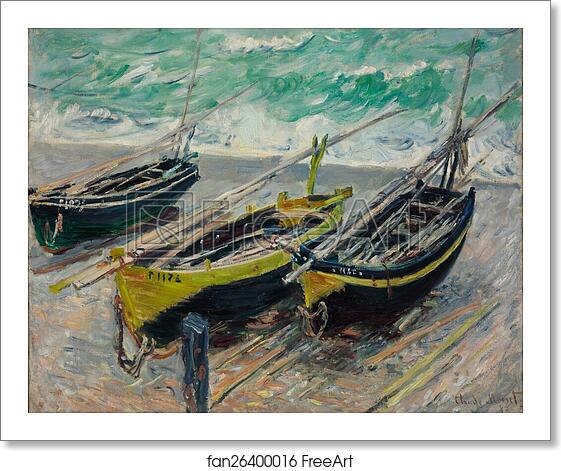 Free art print of Three Fishing Boats by Claude Monet Free art print of Three Fishing Boats by Claude Monet