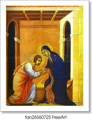Free art print of Maestà (front, crowning panels, detail of) Parting from St. John by Duccio Di Buoninsegna