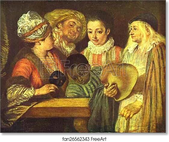 Free art print of Les Coquettes by Jean-Antoine Watteau