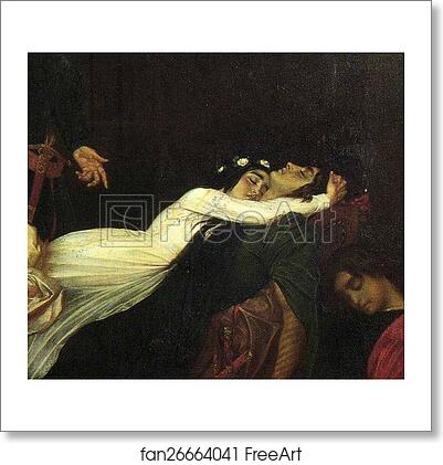 Free art print of The Reconciliation of the Montagues and Capulets over the Dead Bodies of Romeo and Juliet. Detail by Frederick Leighton
