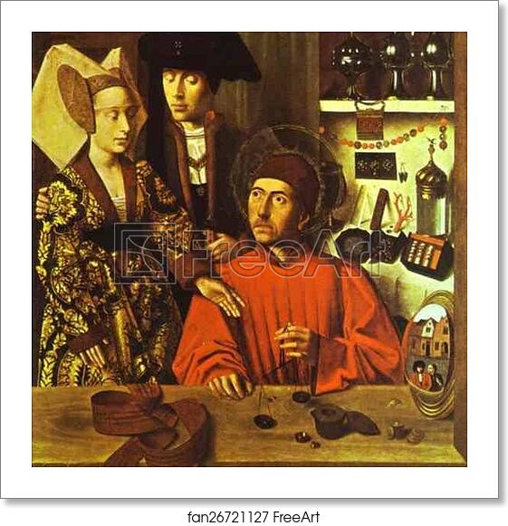 Free art print of St. Eligius, as a Goldsmith, Hands the Wedding Couple a Ring by Petrus Christus Free art print of St. Eligius, as a Goldsmith, Hands the Wedding Couple a Ring by Petrus Christus
