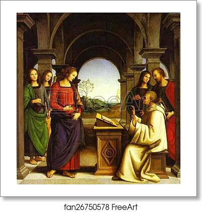 Free art print of The Vision of St. Bernard by Pietro Perugino