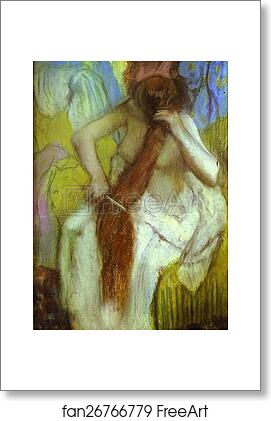 Free art print of Woman Combing Her Hair by Edgar Degas