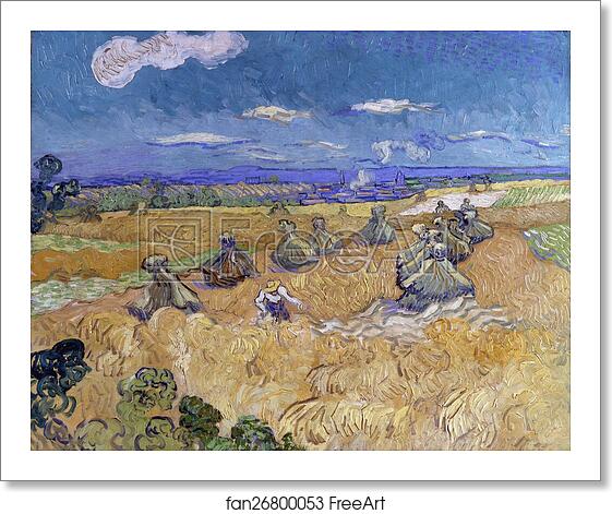 Free art print of Wheat Stacks with Reaper by Vincent Van Gogh Free art print of Wheat Stacks with Reaper by Vincent Van Gogh