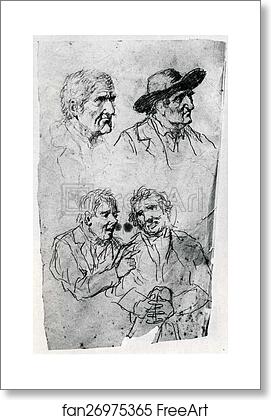 Free art print of Studies of Heads of Men by George Caleb Bingham