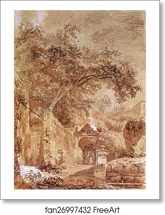 Free art print of The Entrance to the Fountain of Pomona, Known as Fontanone, at the Villa d'Este in Tivoli by Jean-Honoré Fragonard
