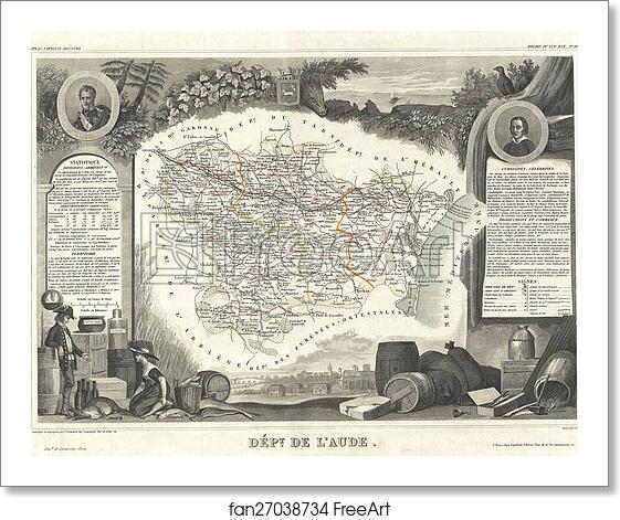Free art print of Dept. de L'Aude. by Victor Jules Levasseur