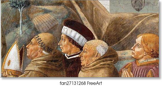 Free art print of Preaching to the Birds and Blessing Montefalco. Detail by Benozzo Gozzoli