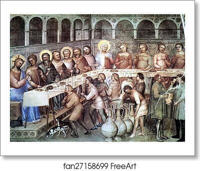 Free art print of The Wedding at Cana. Frescoes on the north wall by Giusto De’ Menabuoi