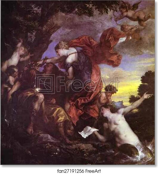 Free art print of Rinaldo and Armida by Sir Anthony Van Dyck