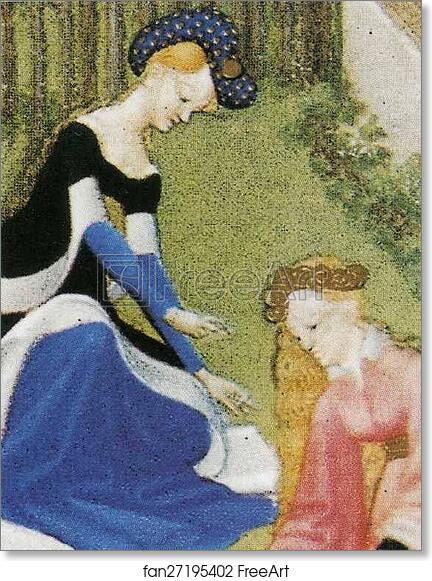 Free art print of Les trÄ�s riches heures du Duc de Berry. April. Chateau de Dourdan. Detail by Limbourg Brothers