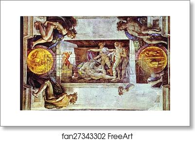 Free art print of The Drunkenness of Noah by Michelangelo