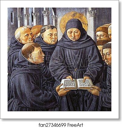 Free art print of The Parable of the Holy Trinity and the Visit to the Monks of Mount Pisano. Detail by Benozzo Gozzoli