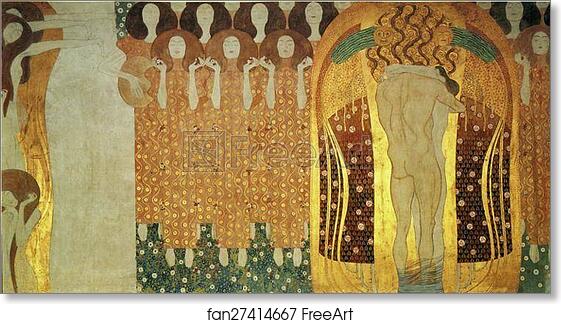 Free art print of The Beethoven Frieze: The Longing for Happiness Finds Repose in Poetry by Gustav Klimt
