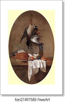 Free art print of Wild Duck with an Olive Jar by Jean-Baptiste-Simeon Chardin