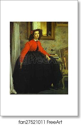Free art print of Portrait of Mlle L.L. (Young Woman in Red Vest) by Jacques Joseph Tissot (A.K.A. James Tissot)