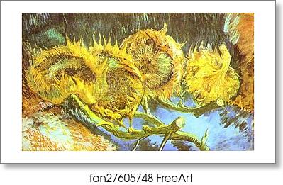 Free art print of Four Cut Sunflowers by Vincent Van Gogh