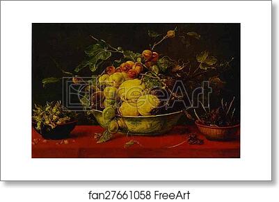 Free art print of Fruits in a Bowl on a Red Tablecloth by Frans Snyders