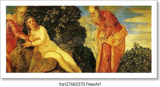 Free art print of Susanna and the Elders by Jacopo Robusti, Called Tintoretto