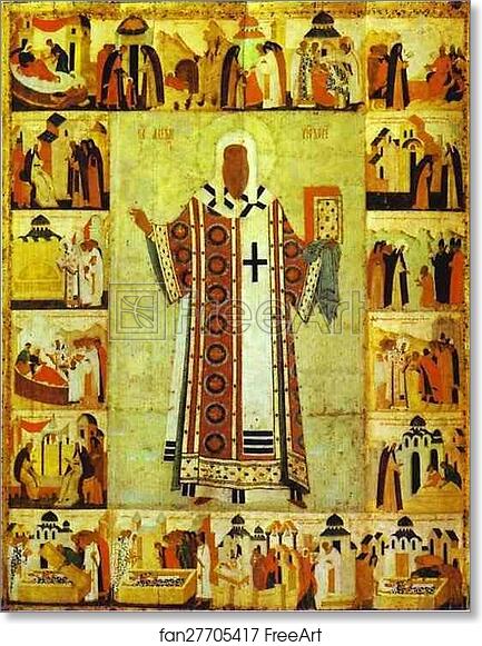Free art print of St. Alexius, Metropolitan of Moscow, with Scenes from His Life by Dionisii (Dionysius)