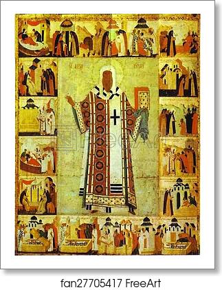 Free art print of St. Alexius, Metropolitan of Moscow, with Scenes from His Life by Dionisii (Dionysius)