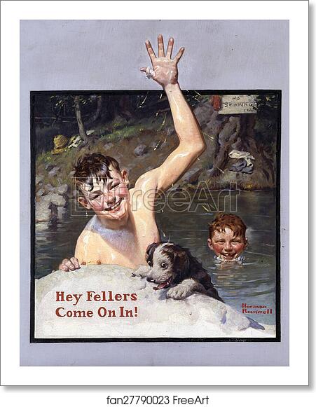 Free art print of Hey Fellers, Come On In! by Norman Rockwell