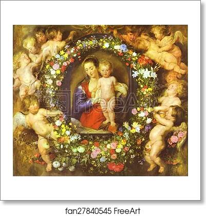 Free art print of Madonna in a Garland of Flowers by Peter Paul Rubens