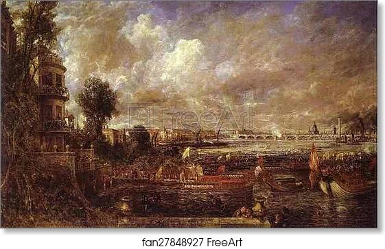 Free art print of Whitchall Stairs, June 18th, 1817 (The Opening of Waterloo Bridge) by John Constable