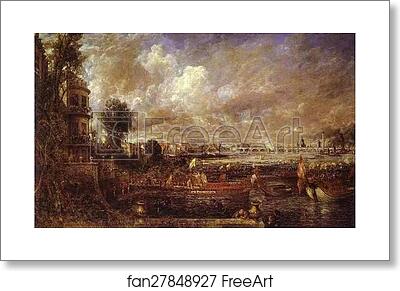 Free art print of Whitchall Stairs, June 18th, 1817 (The Opening of Waterloo Bridge) by John Constable