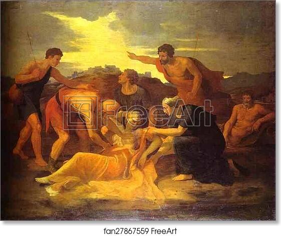 Free art print of Queen Zenobia Found on the Banks of the Arax by Nicolas Poussin. 1634. Oil on