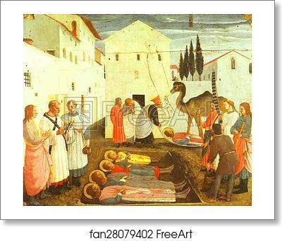Free art print of San Marco Altarpiece: Burial of Cosmas and Damian by Fra Angelico