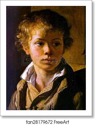 Free art print of Head of a Boy. Portrait of A. V. Tropinin by Vasily Tropinin