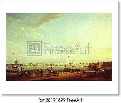 Free art print of View of the Palace Embankment and the Summer Gardens from the Petersburg Side by Johann Georg Mayr
