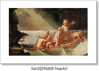 Free art print of Boys in a Boat Drifting Out to Sea by George Romney