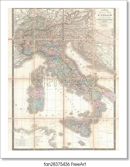 Free art print of Carte Physique et Politique de L'Italie dela Region des Alpes et des ProvincesAutrichiennes sur L'Adriatique. by Victor Jules Levasseur Free art print of Carte Physique et Politique de L'Italie dela Region des Alpes et des ProvincesAutrichiennes sur L'Adriatique. by Victor Jules Levasseur