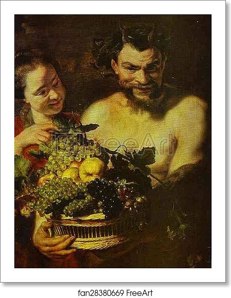 Free art print of Satyr and Girl with a Basket of Fruit by Jacob Jordaens Free art print of Satyr and Girl with a Basket of Fruit by Jacob Jordaens