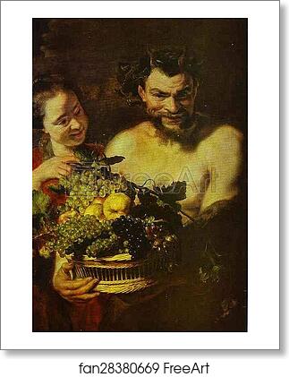 Free art print of Satyr and Girl with a Basket of Fruit by Jacob Jordaens