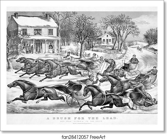 Free art print of A brush for the lead: New York "Flyers" on the snow. by Currier & Ives Free art print of A brush for the lead: New York "Flyers" on the snow. by Currier & Ives
