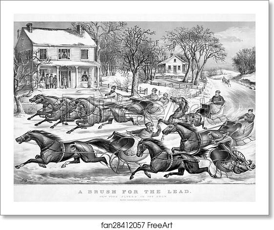 Free art print of A brush for the lead: New York "Flyers" on the snow. by Currier & Ives Free art print of A brush for the lead: New York "Flyers" on the snow. by Currier & Ives