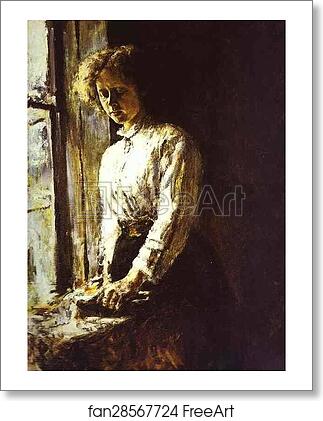 Free art print of By the Window. Portrait of Olga Trubnikova by Valentin Serov
