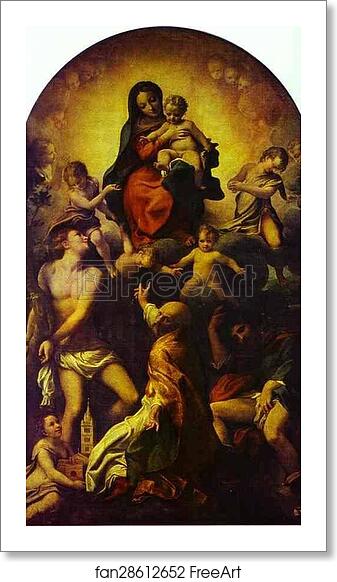 Free art print of Madonna and Child with St. Sebastian by Correggio
