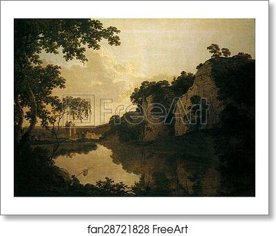 Free art print of Landscape with Dale Abbey and Church Rocks by Joseph Wright Of Derby