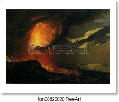 Free art print of Vesuvius in Eruption, with a View over the Islands in the Bay of Naples by Joseph Wright Of Derby