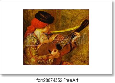 Free art print of Young Spanish Woman with a Guitar by Pierre-Auguste Renoir