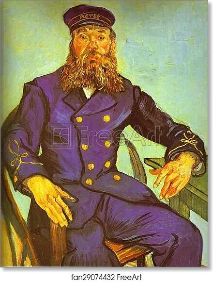 Free art print of Postman Joseph Roulin, Seated in a Cane Chair by Vincent Van Gogh