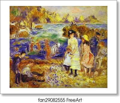 Free art print of Children on the Beach of Guernesey by Pierre-Auguste Renoir